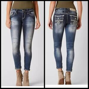 Rock Revival Women's Linnett Ankle Skinny Distressed Jeans 30x27